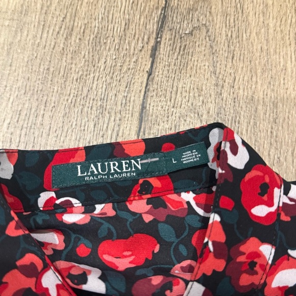 Ralph Lauren Red and Black Floral Casual Button Down Shirt Large - Picture 2 of 3